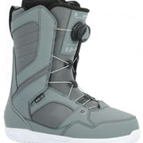 Ride Women's Sage Snowboard Boot 2024 - A gray snowboard boot with a black strap and white laces.