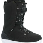 Ride Women's Sage Snowboard Boot 2024 - Black snowboard boot with white laces and a black strap on top.