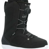 Ride Women's Sage Snowboard Boot 2024 - Black snowboard boot with white laces and a black strap on top.