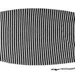 Ronix Sleeping Sack Round Surf Sock 2022 - A black and white striped sleeping bag with a zipper at the top, laid flat on a solid surface.