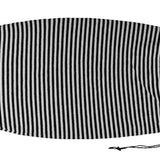 Ronix Sleeping Sack Round Surf Sock 2022 - A black and white striped sleeping bag with a zipper at the top, laid flat on a solid surface.