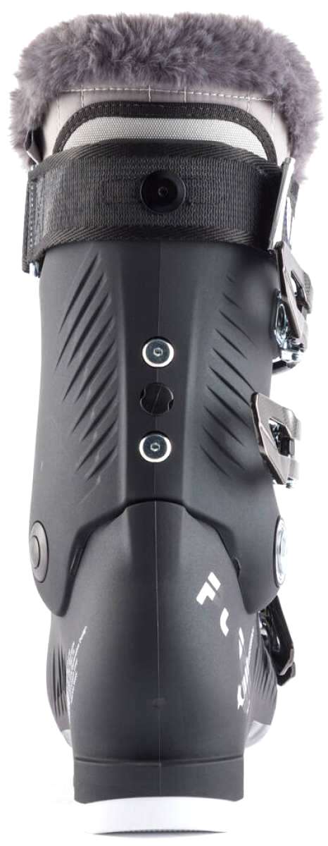 Rossignol Ladies Pure Pro 80 Ski Boots 2024 - Black ski boots with white accents and silver buckles.