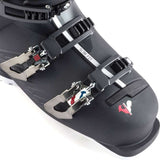 Rossignol Ladies Pure Pro 80 Ski Boots 2024 - Black ski boots with silver buckles and red, white, and blue logos on the side.