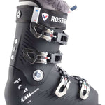 Rossignol Ladies Pure Pro 80 Ski Boots 2024 - Black ski boots with silver buckles and straps, featuring a textured pattern on the side.