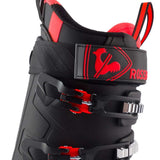 Rossignol Speed 120 HV Ski Boots 2024 - Black ski boots with red accents and a rooster logo on the strap.