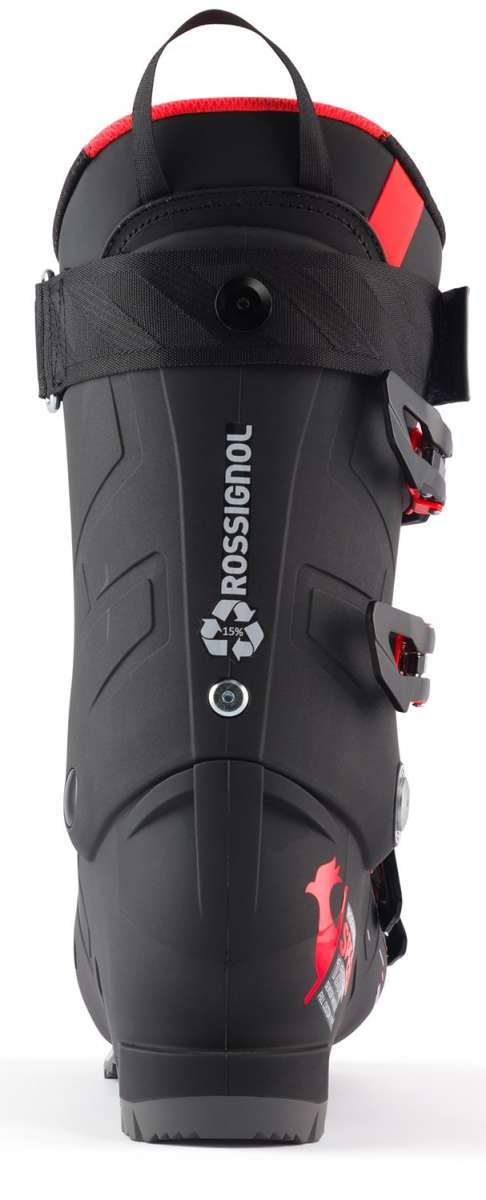 Rossignol Speed 120 HV Ski Boots 2024 - Black ski boots with red accents and a white logo on the side.