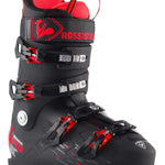Rossignol Speed 120 HV Ski Boots 2024 - Black ski boots with red accents and a rooster logo on the strap.