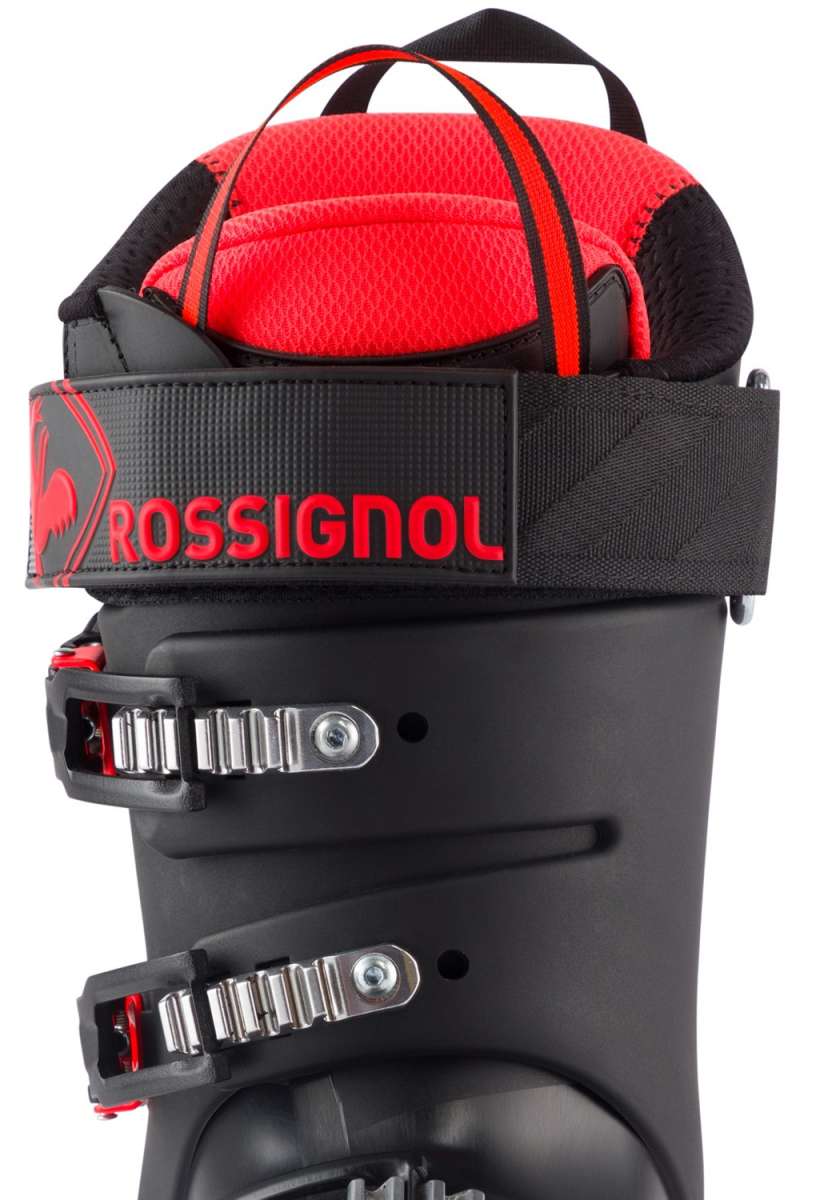 Rossignol - Speed 120 HV Ski Boots 2024 are black with red accents and a textured pattern on the side.