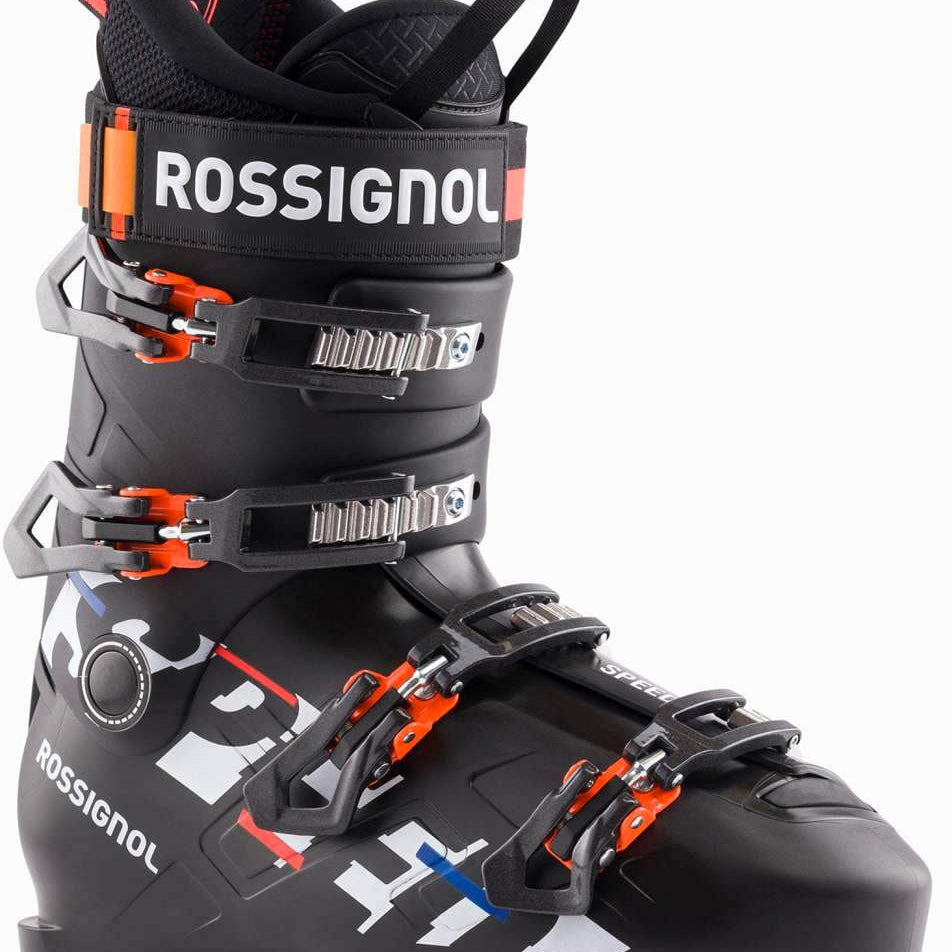 Rossignol Speed 90 Ski Boot 2022-2023 - Black ski boot with white lettering and silver buckles.