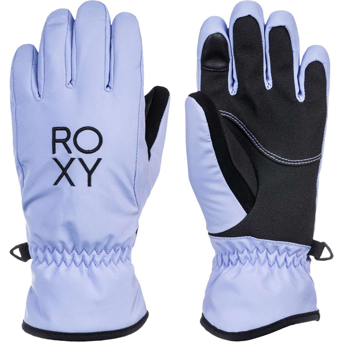 Roxy Junior's Freshfield Gloves 2024 - A pair of gloves with a light blue palm and fingers, featuring a darker blue wrist strap and thumb.