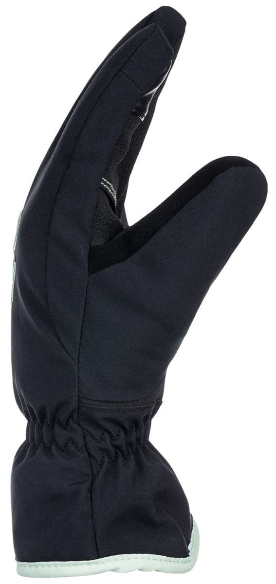 Roxy Junior's Freshfield Gloves 2024 - Black gloves with white stitching and a small logo on the wrist strap.