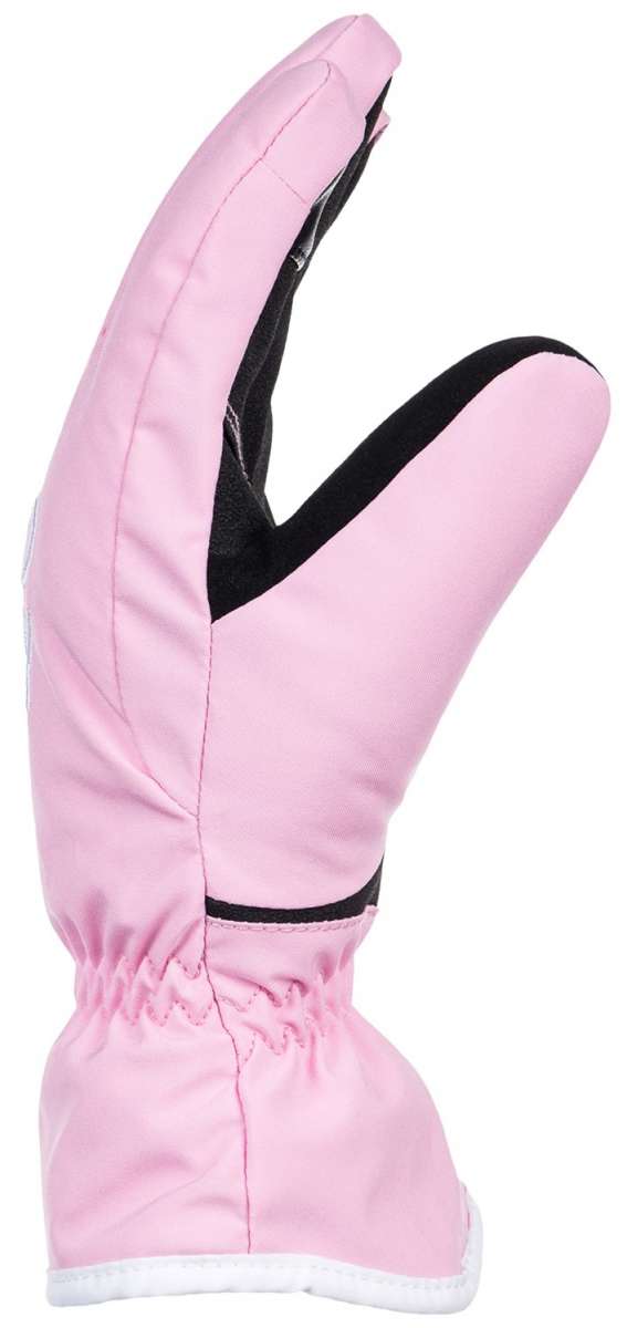 Roxy Junior's Freshfield Gloves 2024 - Pink gloves with black trim and a white logo on the wrist.