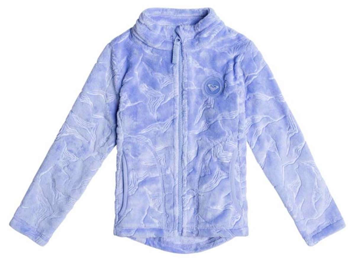 Roxy Junior's Mini Igloo Full Zip Fleece 2024 - A light blue fleece jacket with a zip up front and two pockets on either side.