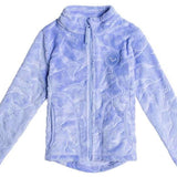 Roxy Junior's Mini Igloo Full Zip Fleece 2024 - A light blue fleece jacket with a zip up front and two pockets on either side.