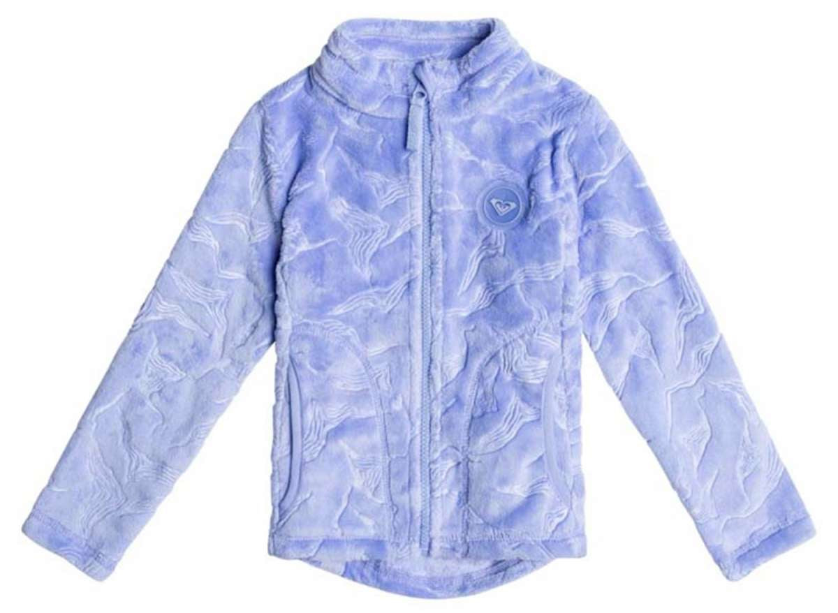 Roxy Junior's Mini Igloo Full Zip Fleece 2024 - A light blue fleece jacket with a zip up front and two pockets on either side.