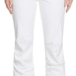 Roxy Women's Rising High Pant 2023 - White snow pants with black waistband and two zippered pockets on front.
