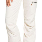 Roxy Women's Nadia Insulated Pants 2022 - Beige pants with a zippered pocket on the thigh and a drawstring waistband.