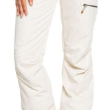 Roxy Women's Nadia Insulated Pants 2022 - Beige pants with a zippered pocket on the thigh and a drawstring waistband.