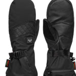 Roxy Women's Sierra Warmlink Mitt - Mitts are black with a quilted pattern on the top portion of the wrist strap and a small, rectangular logo in white at the center of the wrist strap.