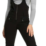 Roxy Women's Summit Bib Shell Pant 2023 - Black bib shell pant with zippered pockets and adjustable straps.