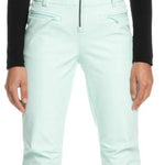 Roxy Women's Summit Bib Shell Pant 2023 - Black bib shell pant with white trim and silver zipper.