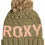 Roxy Junior's Tonic Beanie 2023 - A green beanie with a pink "ROXY" logo on the front.
