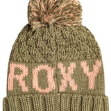 Roxy Junior's Tonic Beanie 2023 - A green beanie with a pink "ROXY" logo on the front.