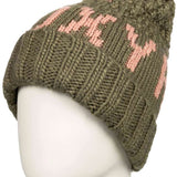 Roxy Junior's Tonic Beanie 2023 - A green beanie with a pink logo on the front.
