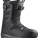 Salomon Dialogue Dual Boa Wide Snowboard Boot 2022 - A black snowboard boot with a textured pattern on the side and white lettering that reads "Dialogue" near the top.