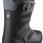 Salomon Dialogue Dual Boa Wide Snowboard Boot 2022 - A black snowboard boot with a textured pattern on the side and a white logo near the heel.