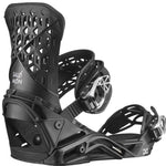 Salomon Highlander Snowboard Binding 2022 - Black snowboard bindings with silver buckles and straps.