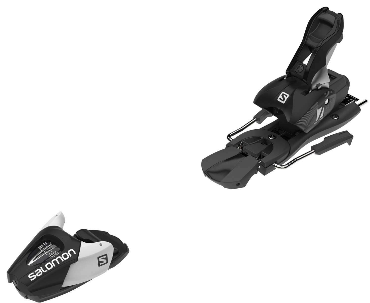 Salomon Junior's L7 GW Ski Binding - A black ski binding with a white logo on top and silver metal hardware.