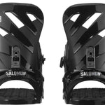 Salomon Rhythm Snowboard Bindings 2022 - Black bindings with silver buckles and a textured strap.