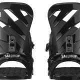 Salomon Rhythm Snowboard Bindings 2022 - Black bindings with silver buckles and a textured strap.