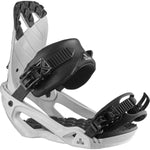Salomon Rhythm Snowboard Bindings 2022 - A pair of black bindings with a textured strap and a white base plate.