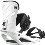 Salomon Rhythm Snowboard Bindings 2022 - White bindings with black buckles and straps.