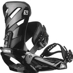 Salomon Rhythm Snowboard Bindings 2022 - Black bindings with white lettering on top strap and logo on ankle strap.