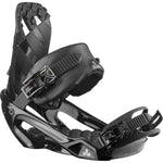 Salomon Rhythm Snowboard Bindings 2022 - Black bindings with silver buckles and straps.