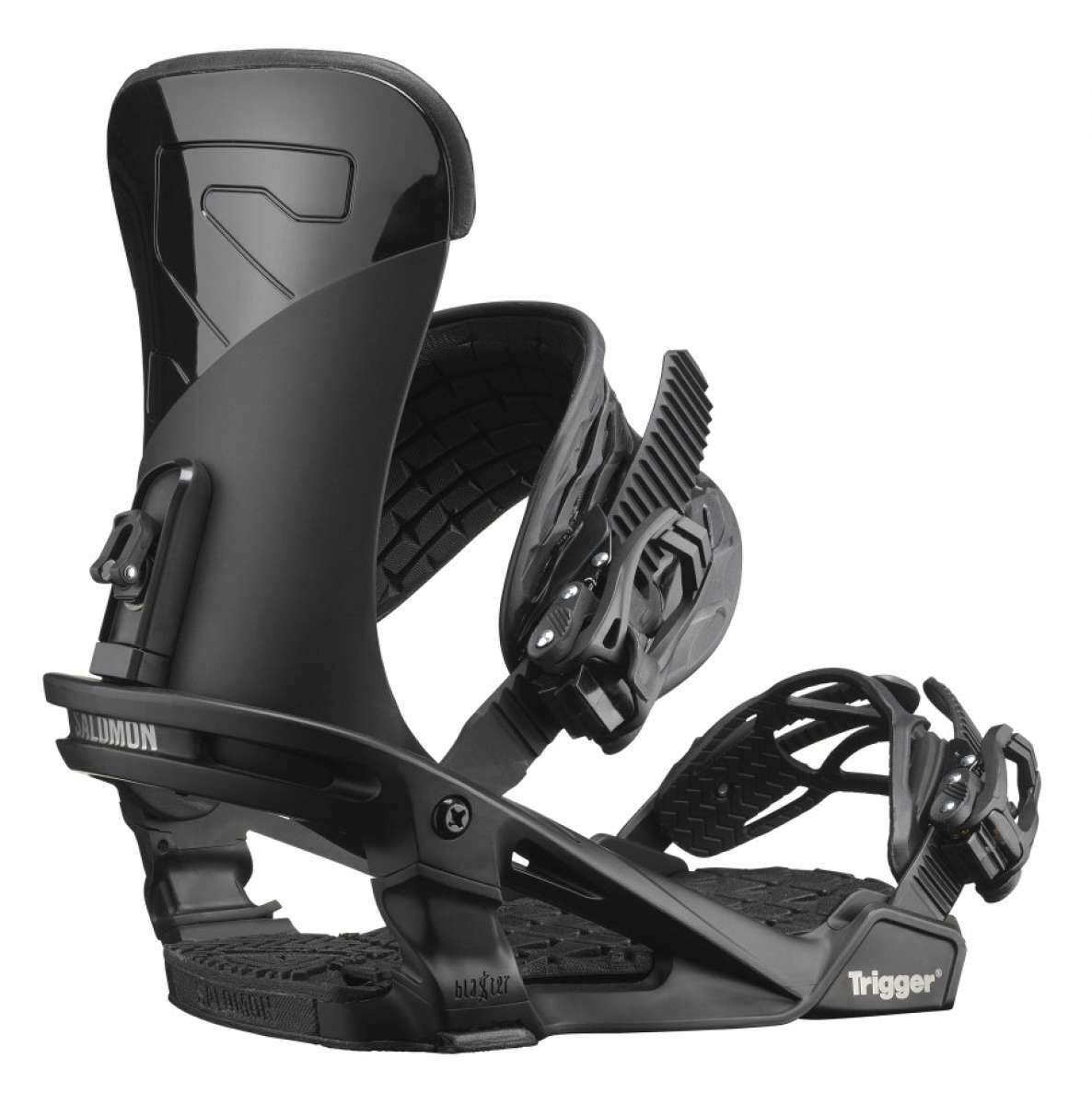 Salomon Trigger Snowboard Bindings 2022 - Black bindings with a glossy finish and textured footbeds.