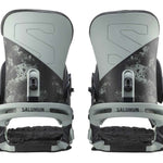 Salomon Trigger Snowboard Bindings 2022 - A pair of black and gray snowboard bindings with a textured pattern on the straps.