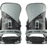 Salomon Trigger Snowboard Bindings 2022 - A pair of black and gray snowboard bindings with a textured pattern on the straps.