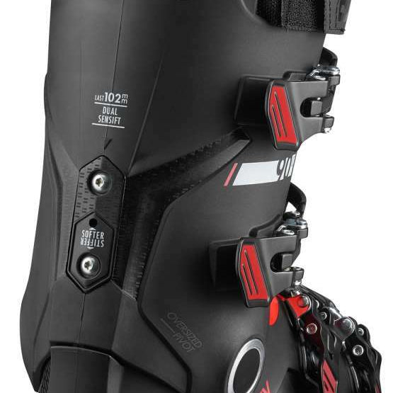 Salomon S-Pro HV 90 IC Ski Boots 2020-2021 - Black ski boots with silver buckles and white logo on side.