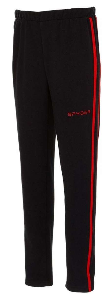 Spyder Boys Speed Fleece Pants 2022 - Black fleece pants with red stripe down side.