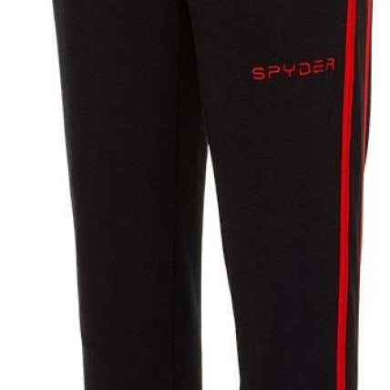 Spyder Boys Speed Fleece Pants 2022 - Black fleece pants with red stripe down side.