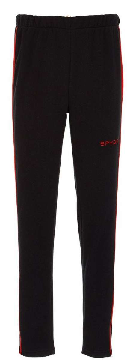 Spyder Boys Speed Fleece Pants 2022 - Black fleece pants with red stripe down side seam.