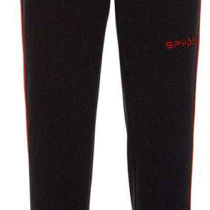 Spyder Boys Speed Fleece Pants 2022 - Black fleece pants with red stripe down side seam.