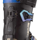 Salomon S/Lab MTN Ski Boots 2024 - Black ski boots with silver buckles and a white logo on the side.