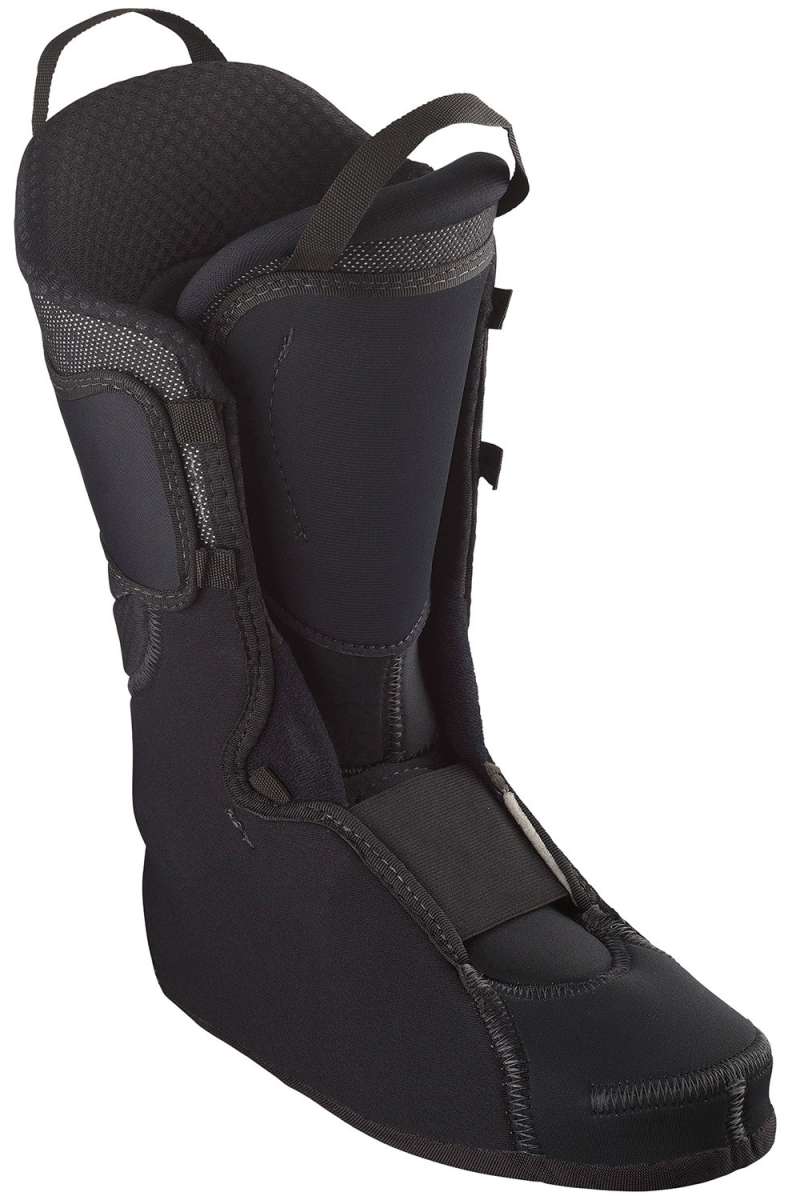 Salomon S/Lab MTN Ski Boots 2024 - Black ski boots with a textured pattern on the tongue and laces.