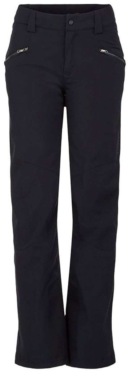 Spyder Ladies Amour GORE-TEX Infinium Pant 2023 - Black pants with silver zippers on front pockets and belt loops.