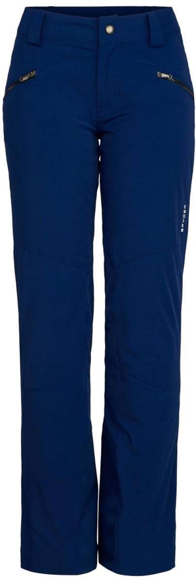 Spyder Ladies Amour GORE-TEX Infinium Pant 2023 - Dark blue pants with a subtle pattern of thin, darker stripes on the upper thigh area.
